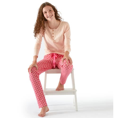 Little Label geruite pyjama van biologisch katoen roze