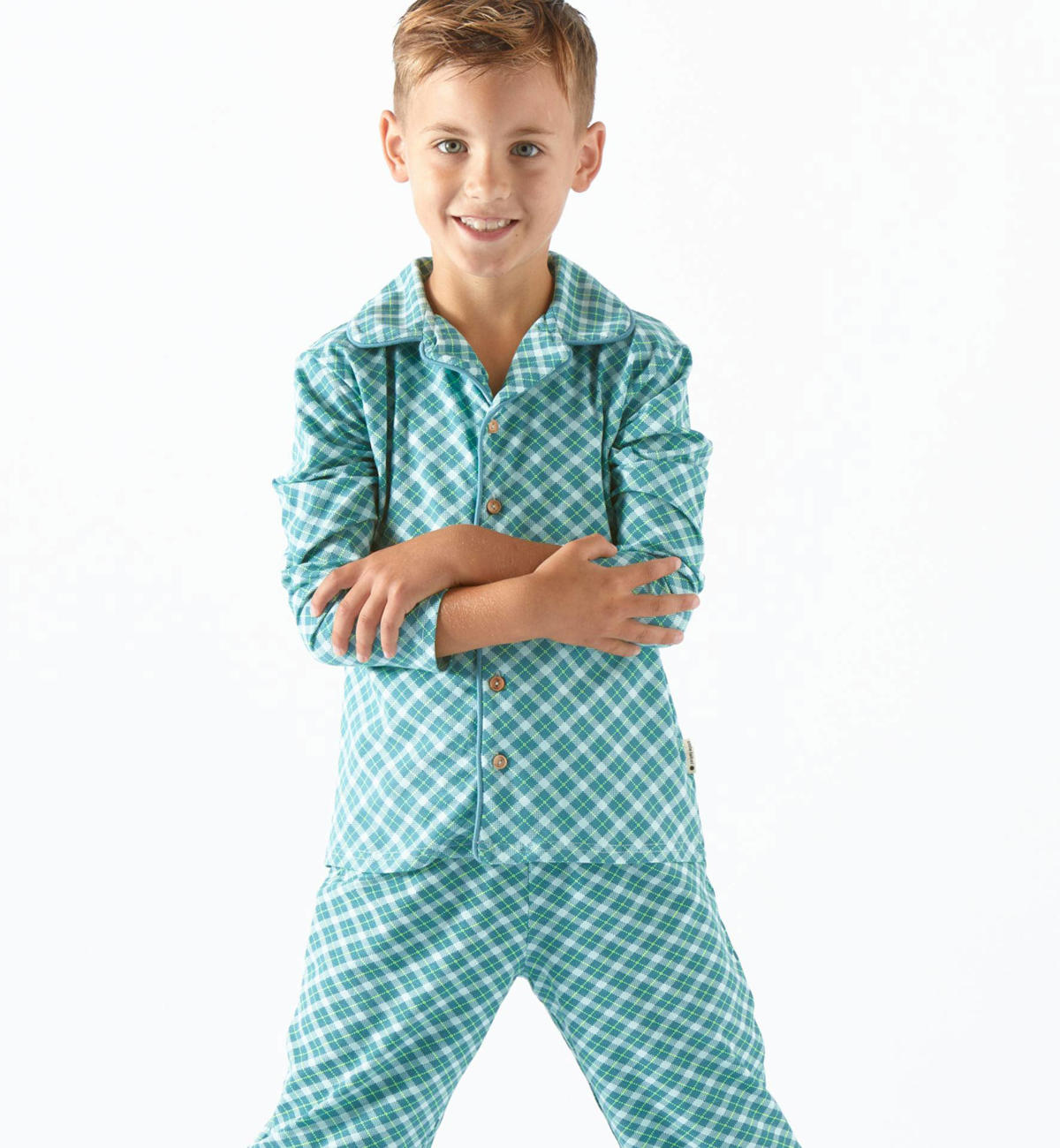 noodzaak vorst Leraar op school Little Label geruite pyjama van biologisch katoen blauw | wehkamp