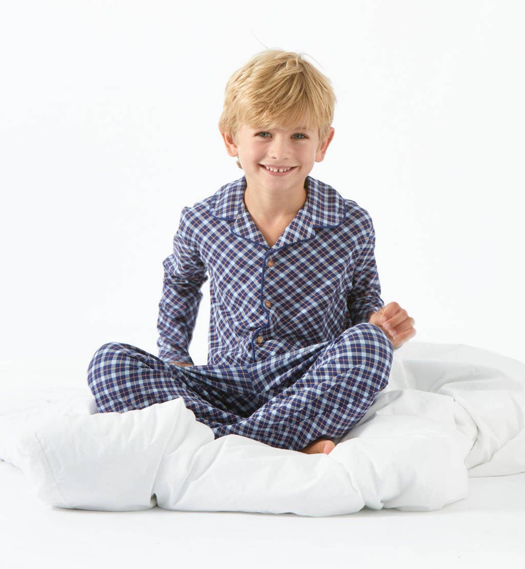 uitlaat Eervol Blootstellen Little Label geruite pyjama van biologisch katoen blauw | wehkamp