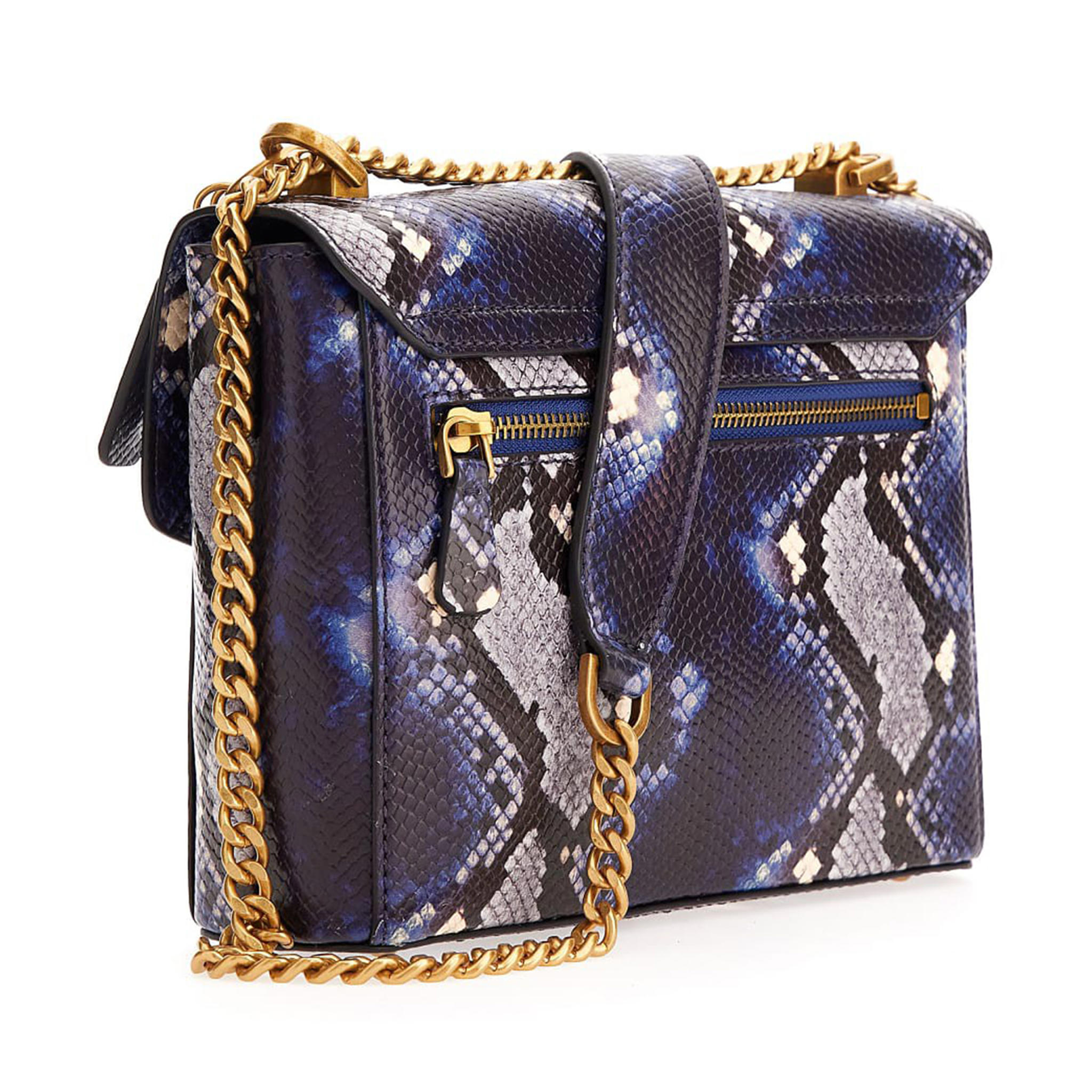 GUESS crossbody tas Shenny met slangenprint donkerblauw wehkamp