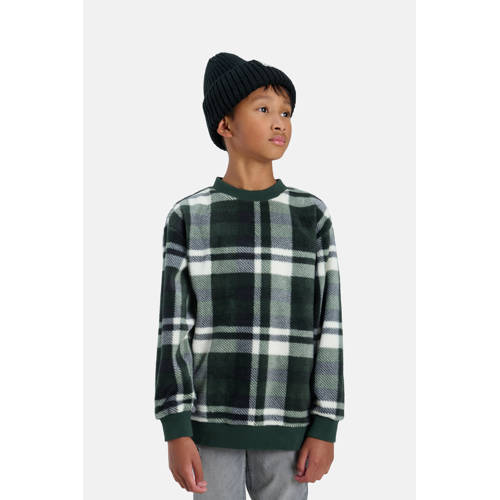 Shoeby geruite sweater Fox zwart/wit/groen