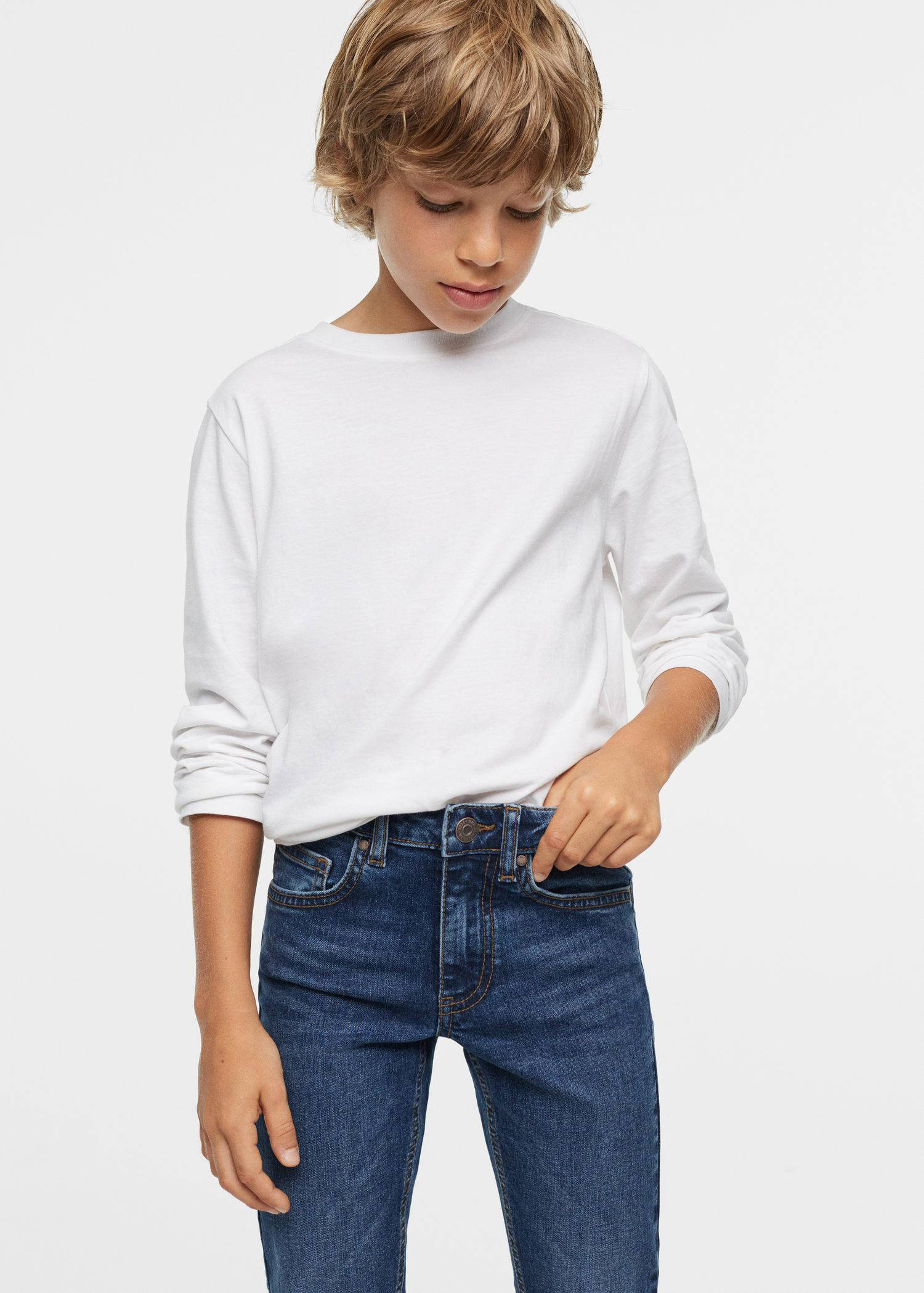 Mango Kids slim fit jeans dark denim | wehkamp