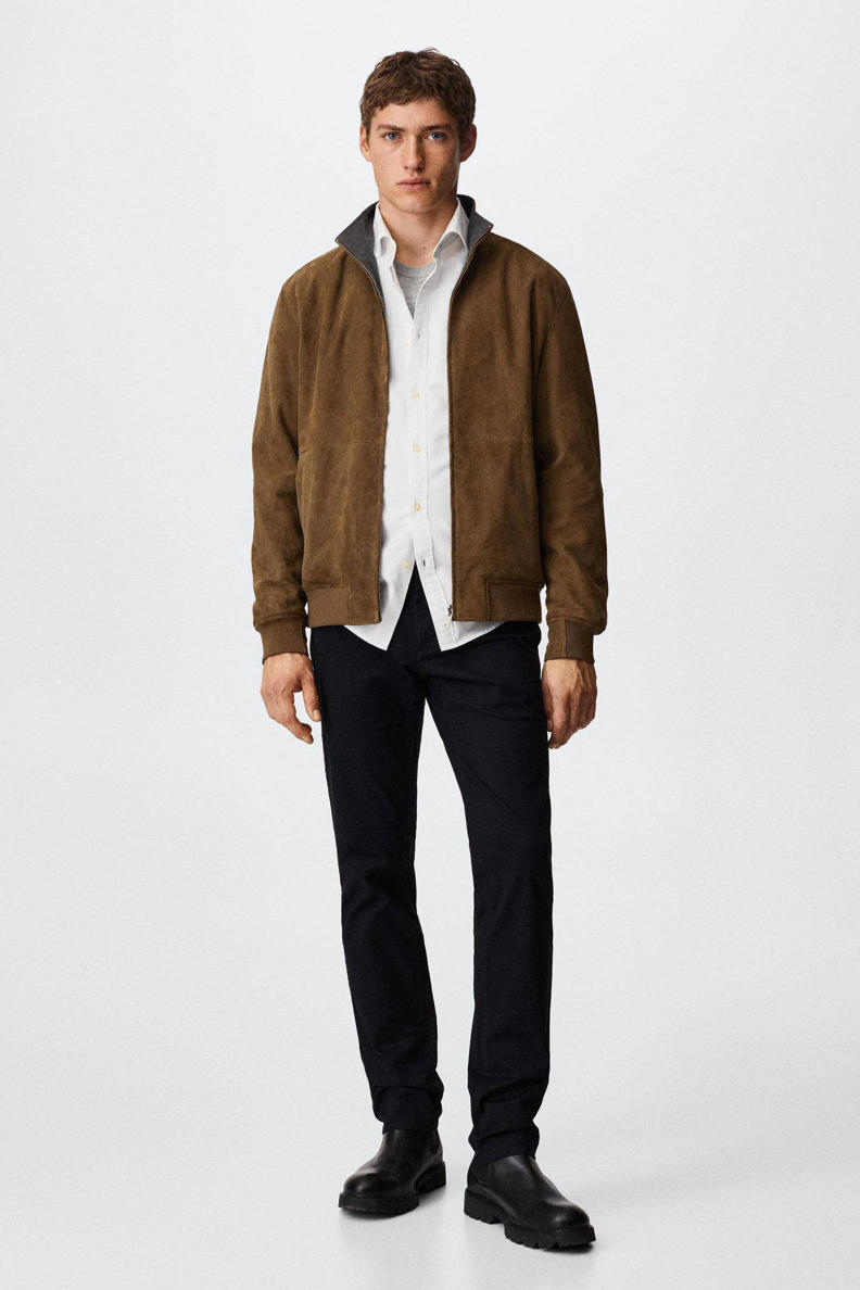 A1 FASHION GOODS Heren echt bruin suède bomberjack leer sport varsity honkbal casual jas Roco, bruin, S A1 FASHION GOODS Heren echt bruin suède bomberjack leer sport varsity honkbal casual jas Roco, bruin, S