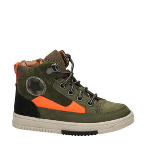   leren sneakers groen/oranje