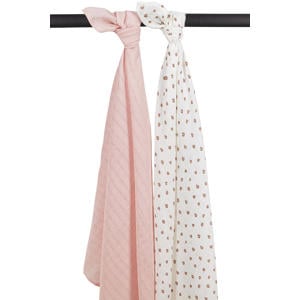 hydrofiele swaddle Mini Panther 120x120 cm - Soft Pink (set van 2)