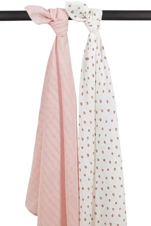 hydrofiele swaddle Mini Panther 120x120 cm - Soft Pink (set van 2)
