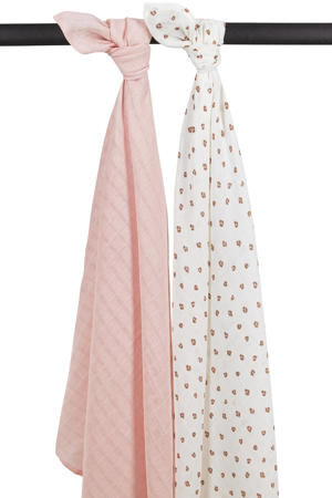 hydrofiele swaddle Mini Panther 120x120 cm - Soft Pink (set van 2)
