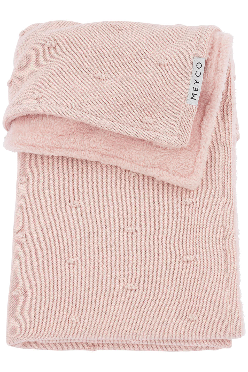 Meyco reversible baby wiegdeken Mini Knots Teddy 75x100 cm Soft Pink