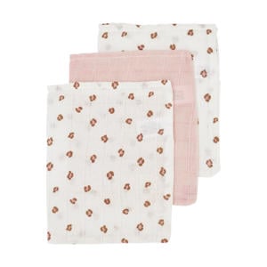 hydrofiel baby washandje Mini Panther - set van 3 Soft Pink