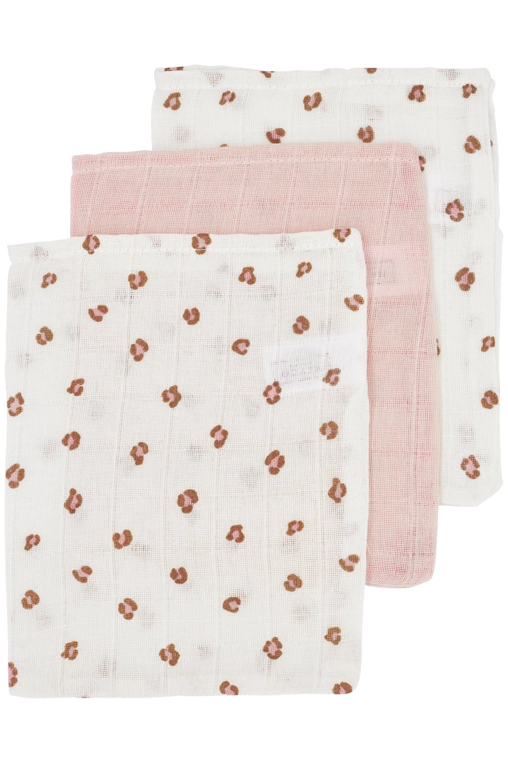 Meyco hydrofiel baby washandje Mini Panther - Soft Pink (set van 3)