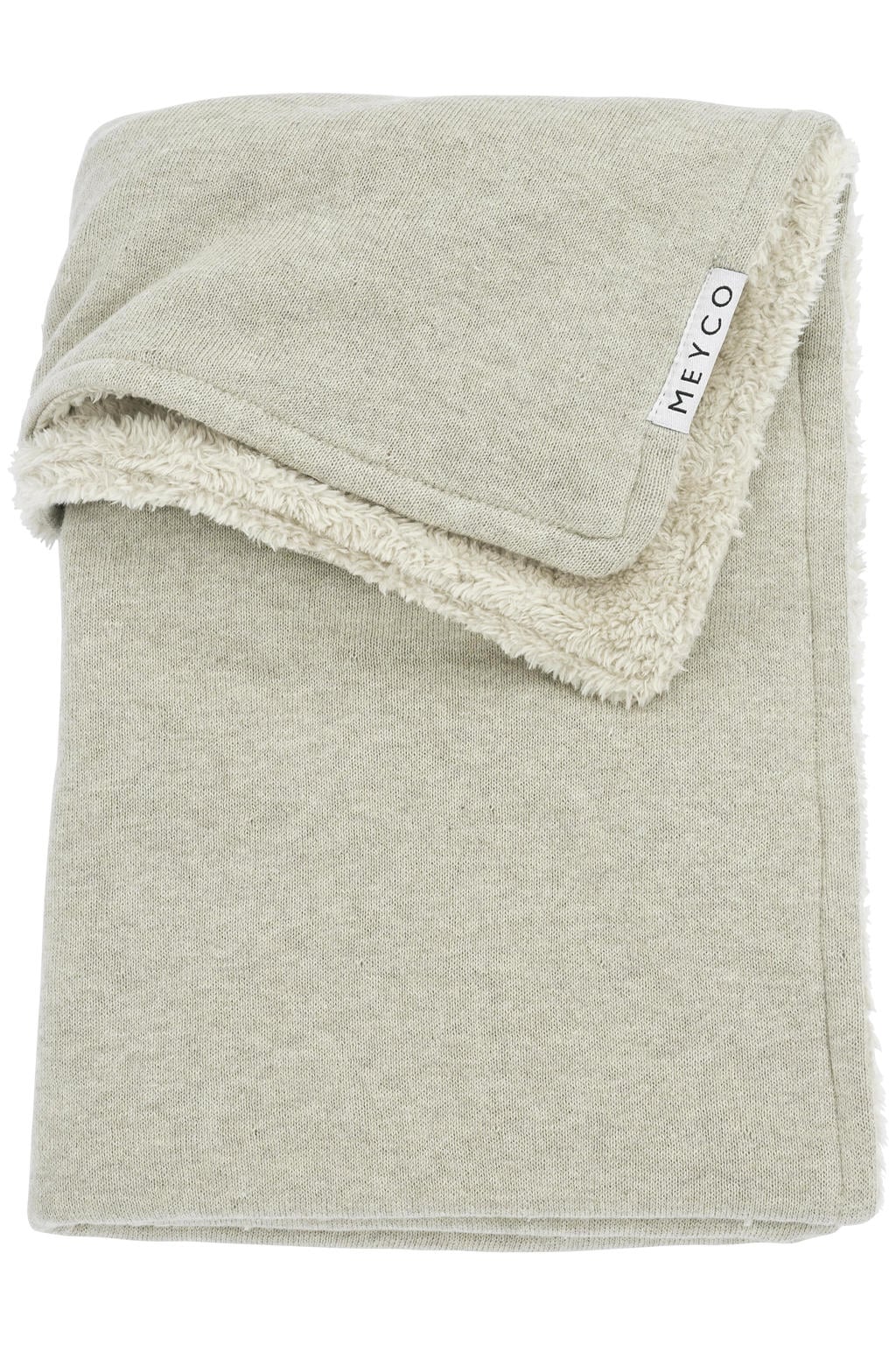 Meyco reversible baby wiegdeken Knit Basic Teddy 75x100 cm Sand Melange