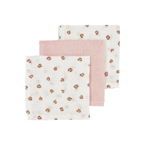 hydrofiel monddoekje Mini Panther 30x30 cm - Soft Pink (set van 3)