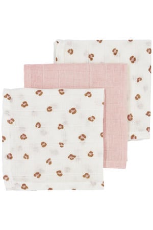 hydrofiel monddoekje Mini Panther 30x30 cm - Soft Pink (set van 3)