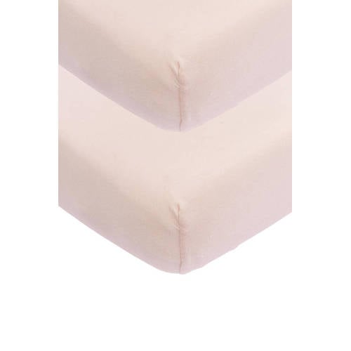 Meyco katoenen jersey ledikant hoeslaken 60x120 cm - set van 2 Soft Pink afbeelding