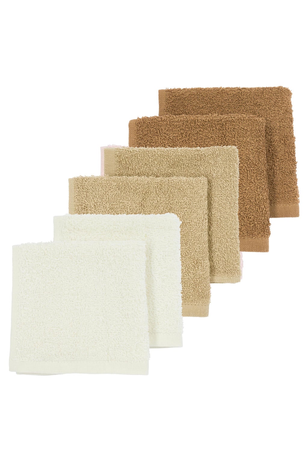 Meyco Basic Badstof monddoekje 30x30 cm - Offwhite/Sand/Toffee (set van 6)