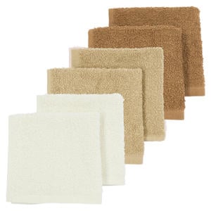 Basic Badstof monddoekje 30x30 cm - set van 6 Offwhite/Sand/Toffee