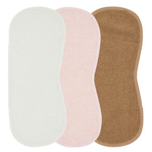 schoudermodel spuugdoekje Basic Badstof - set van 3 Offwhite/Soft Pink/Toffee