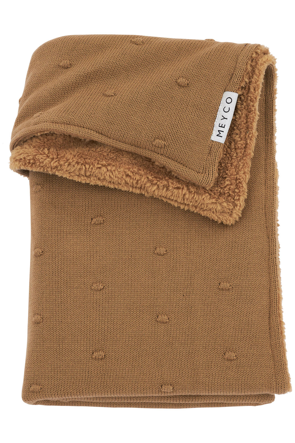 Meyco reversible baby ledikantdeken Mini Knots Teddy 100x150 cm Toffee