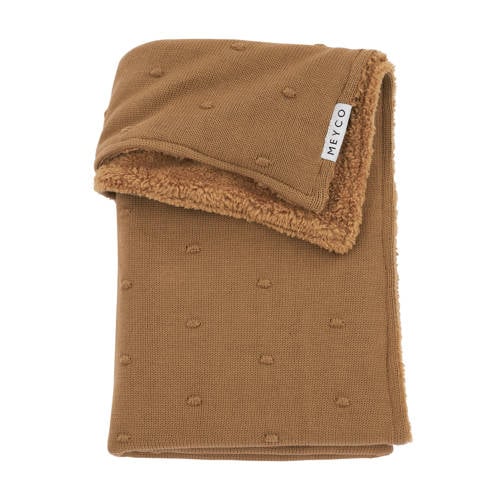 Meyco reversible baby ledikantdeken Mini Knots Teddy 100x150 cm Toffee afbeelding