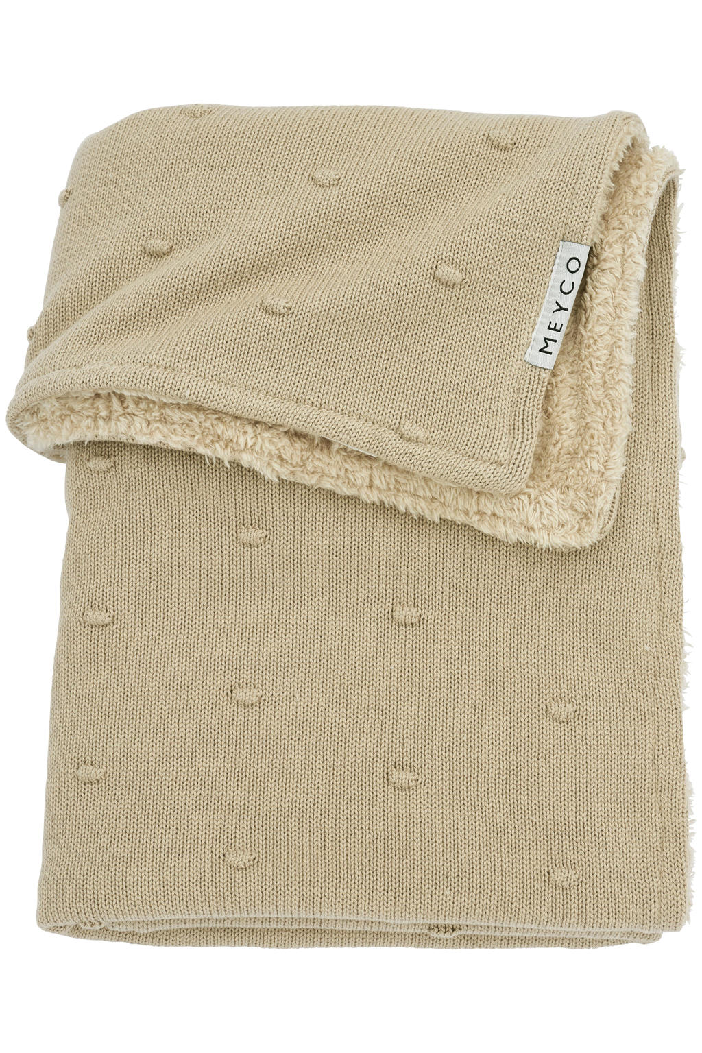 Meyco reversible baby wiegdeken Mini Knots Teddy 75x100 cm Sand