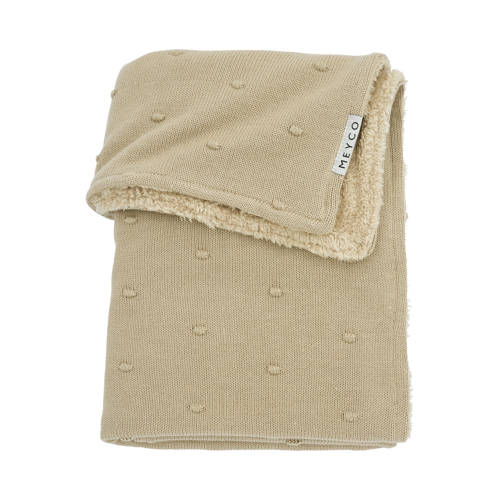 Meyco reversible baby wiegdeken Mini Knots Teddy 75x100 cm Sand afbeelding
