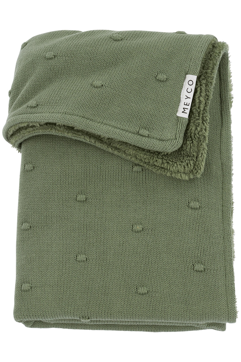 Meyco reversible baby ledikantdeken Mini Knots Teddy 100x150 cm Forest Green