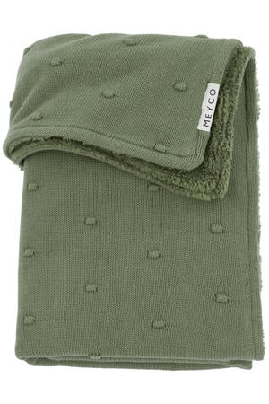 reversible baby ledikantdeken Mini Knots Teddy 100x150 cm Forest Green