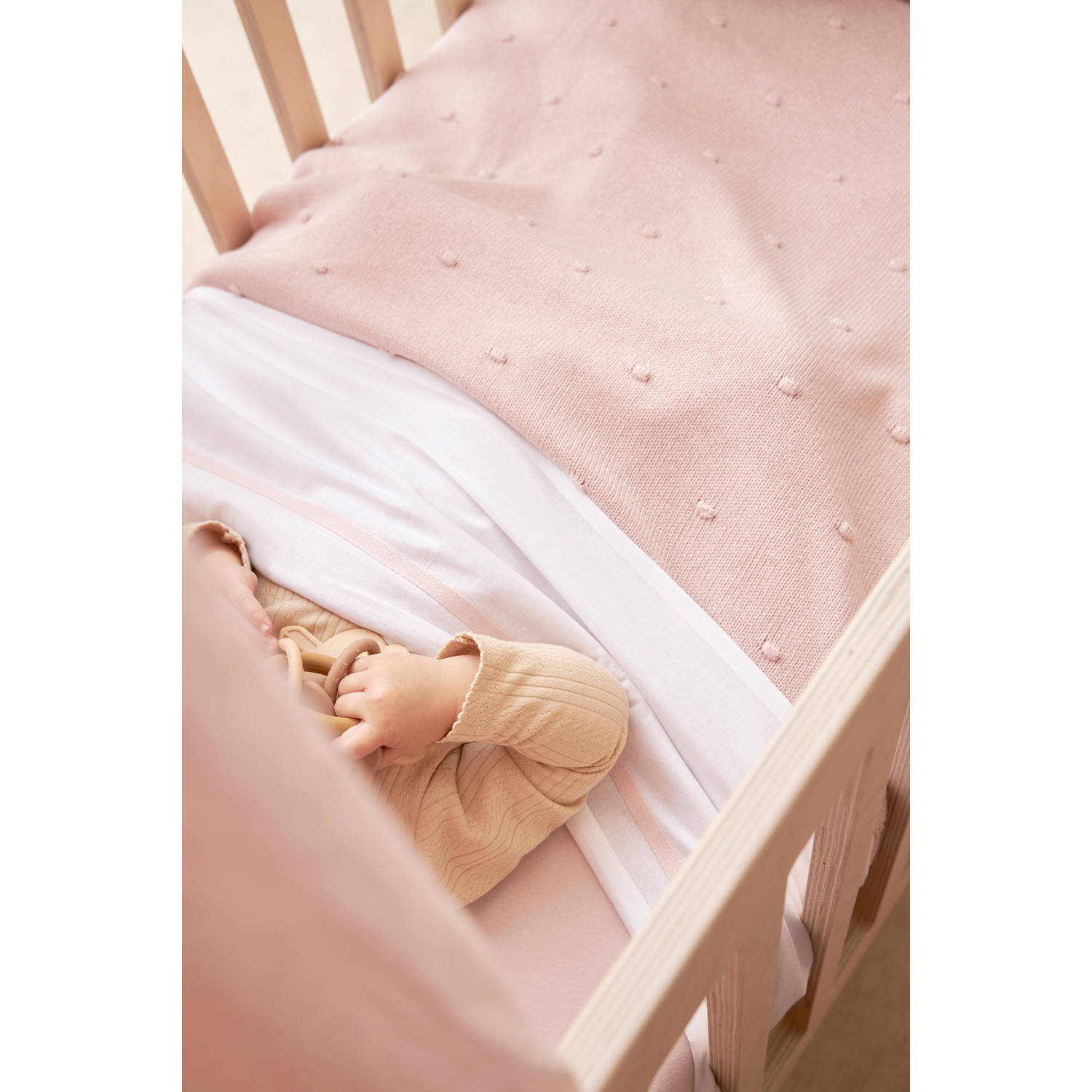 Meyco baby ledikantdeken Mini Knots 100x150 cm Soft Pink