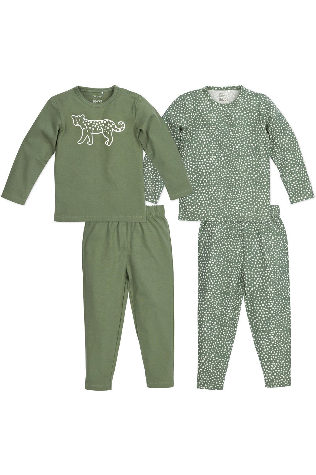 Meyco   pyjama Cheetah - set van 2 Forest Green
