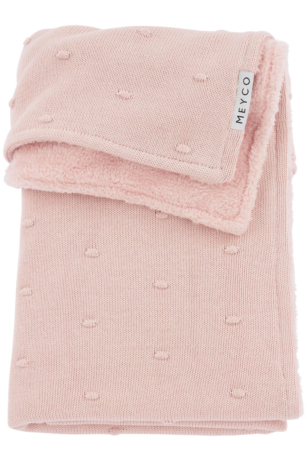 Meyco reversible baby ledikantdeken Mini Knots Teddy 100x150 cm Soft Pink
