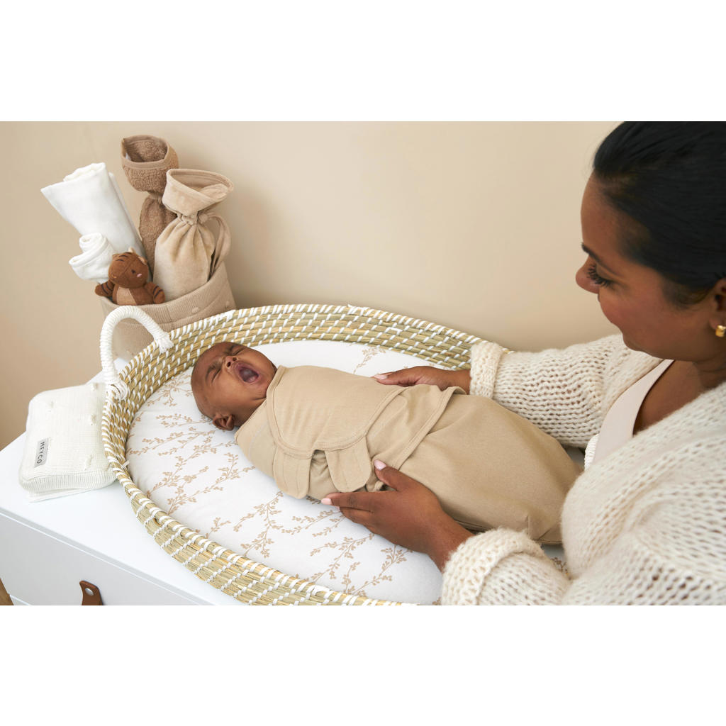 Meyco swaddle inbakerdoek Branches set van 2 Sand wehkamp