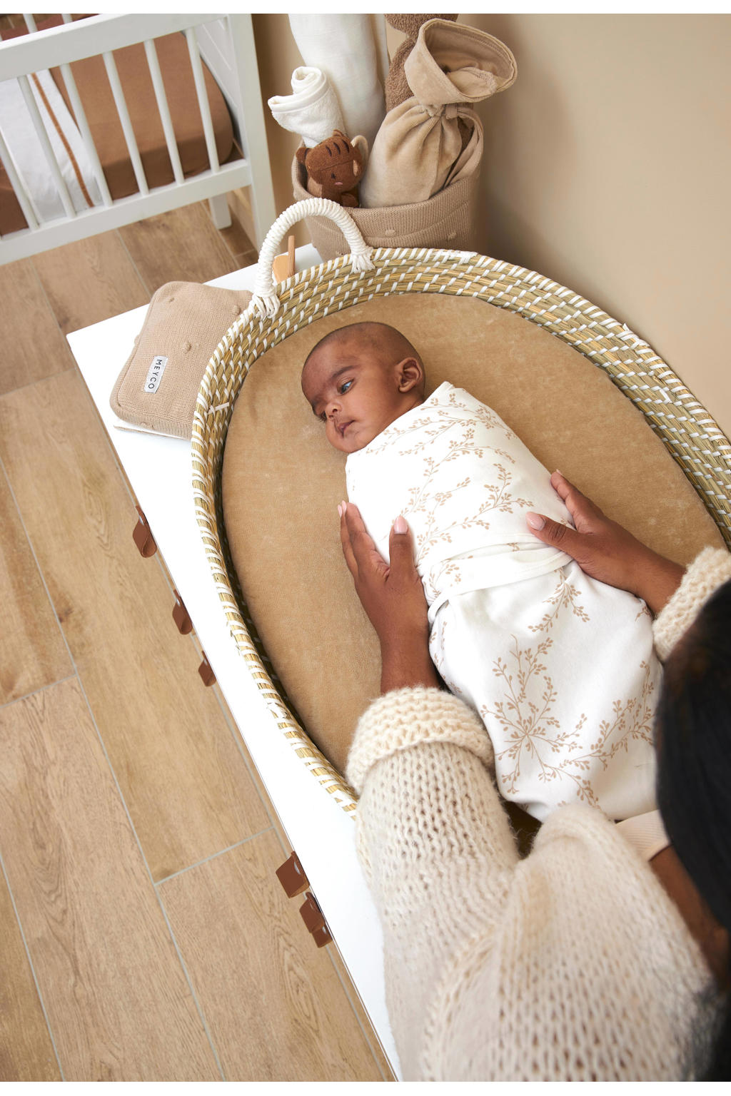 Meyco swaddle inbakerdoek Branches set van 2 Sand wehkamp