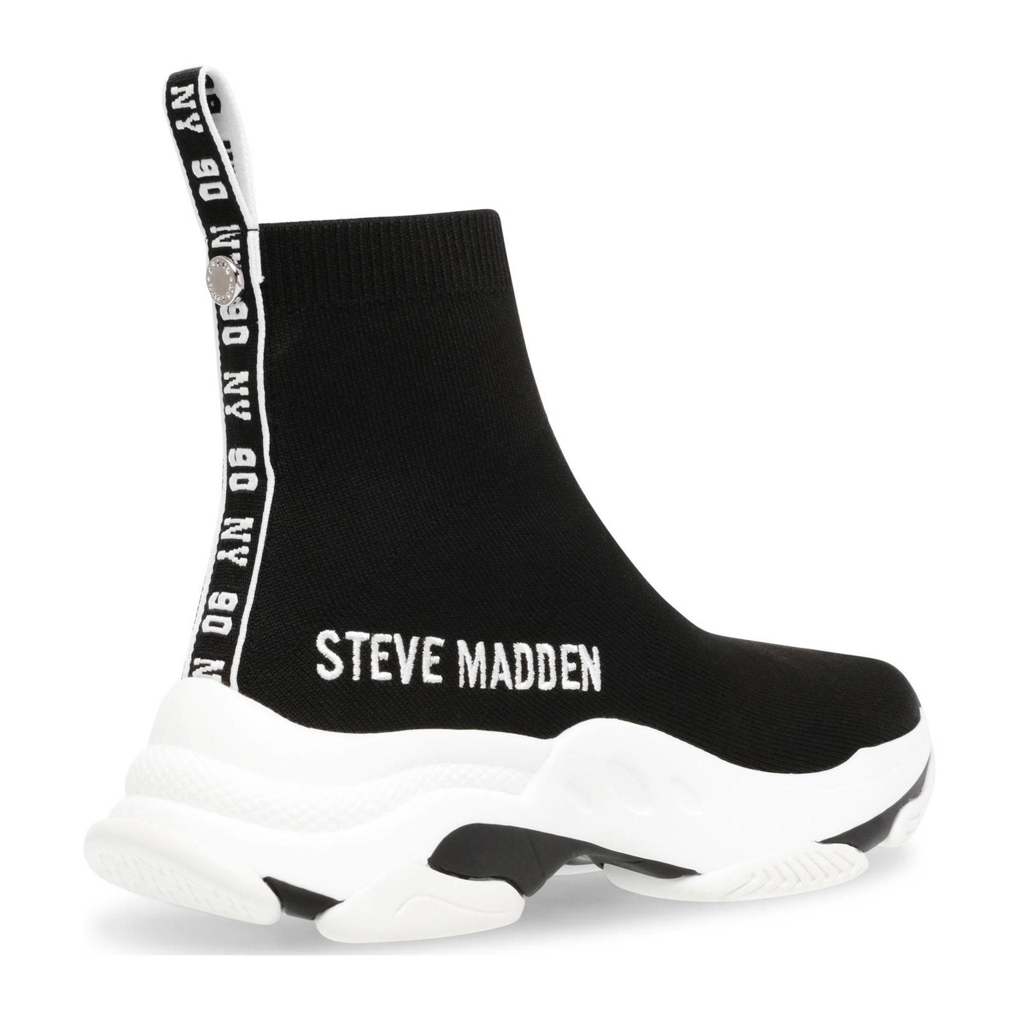 Steve Madden Master sock sneakers zwart/wit wehkamp