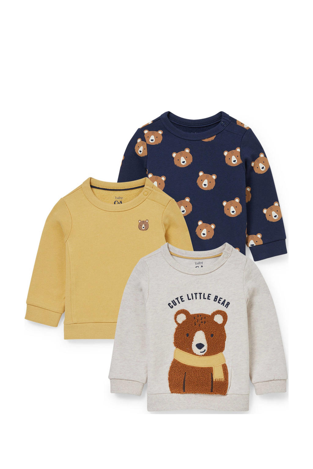 C&A sweater - set van 3 beige/geel/donkerblauw