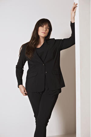 blazer van travelstof zwart