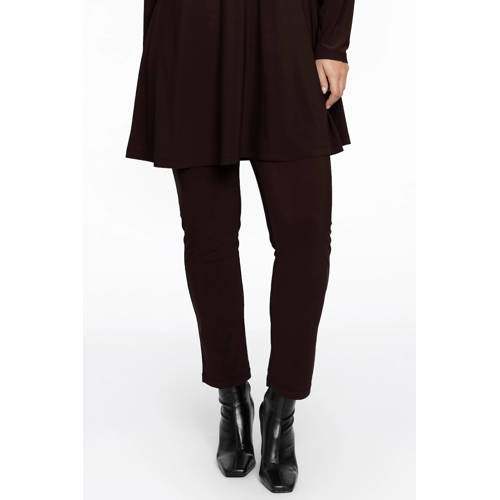 YOEK cropped slim fit tregging DOLCE van travelstof bruin afbeelding