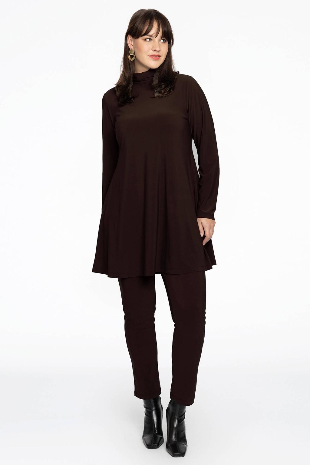 YOEK cropped slim fit tregging DOLCE van travelstof bruin