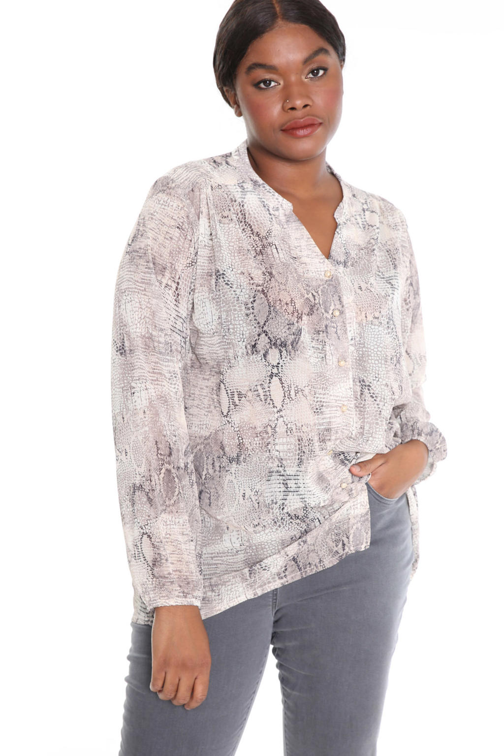 PROMISS blouse met slangenprint ecru wehkamp