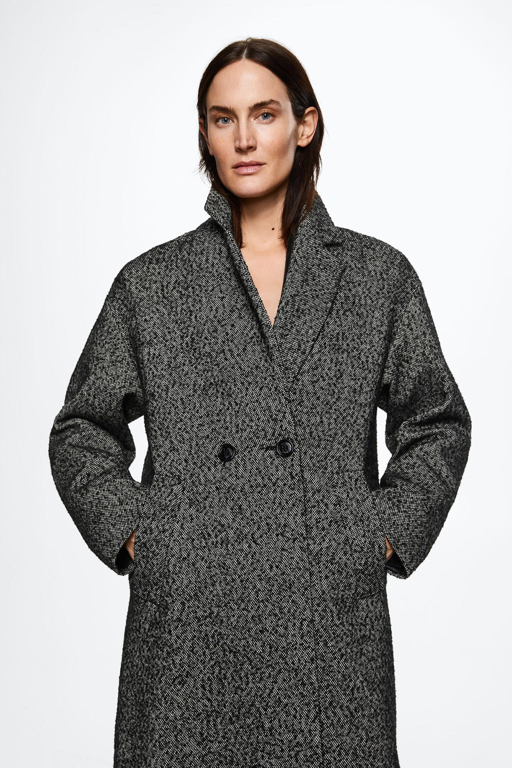 Mango coat antraciet/wit kopen? in huis wehkamp