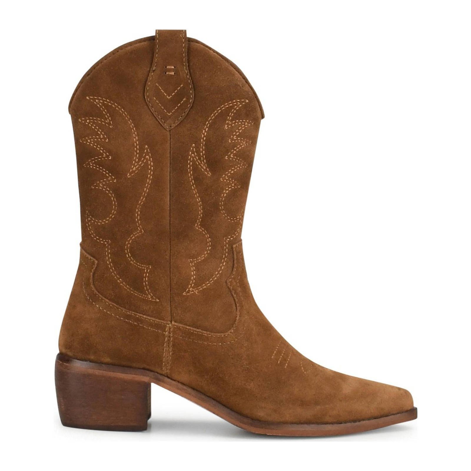 PS Poelman suede cowboylaarzen cognac wehkamp