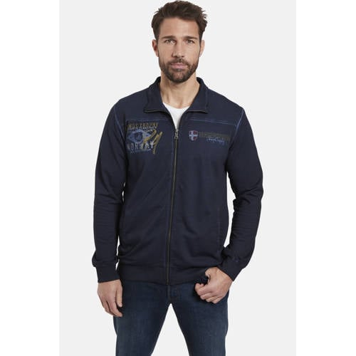 Jan Vanderstorm +FIT Collectie sweatvest SIVID Plus Size met printopdruk donkerblauw afbeelding