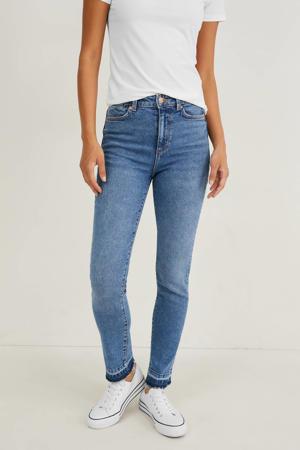 high waist skinny jeans blauw