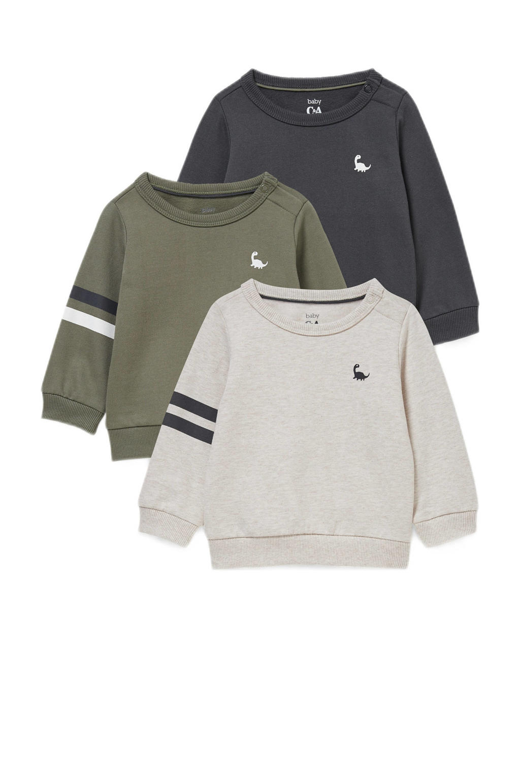 C&A sweater - set van 3 beige/groen/donkerblauw