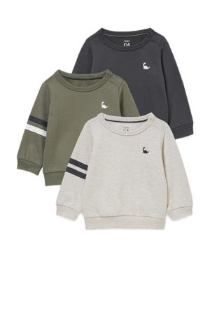 sweater - set van 3 beige/groen/donkerblauw