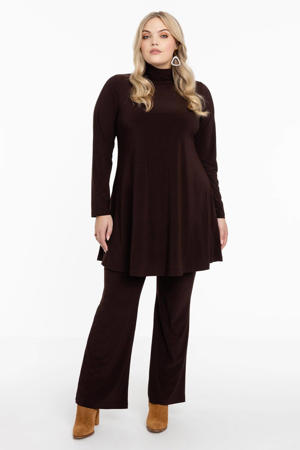 bootcut broek van travelstof donkerbruin
