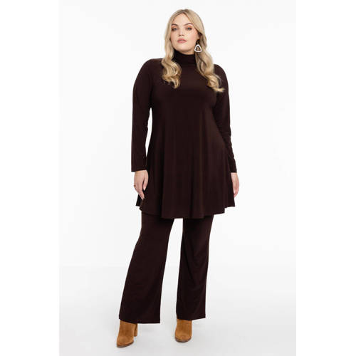 YOEK bootcut broek van travelstof donkerbruin afbeelding