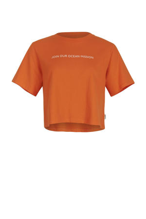 T-shirt met backprint oranje