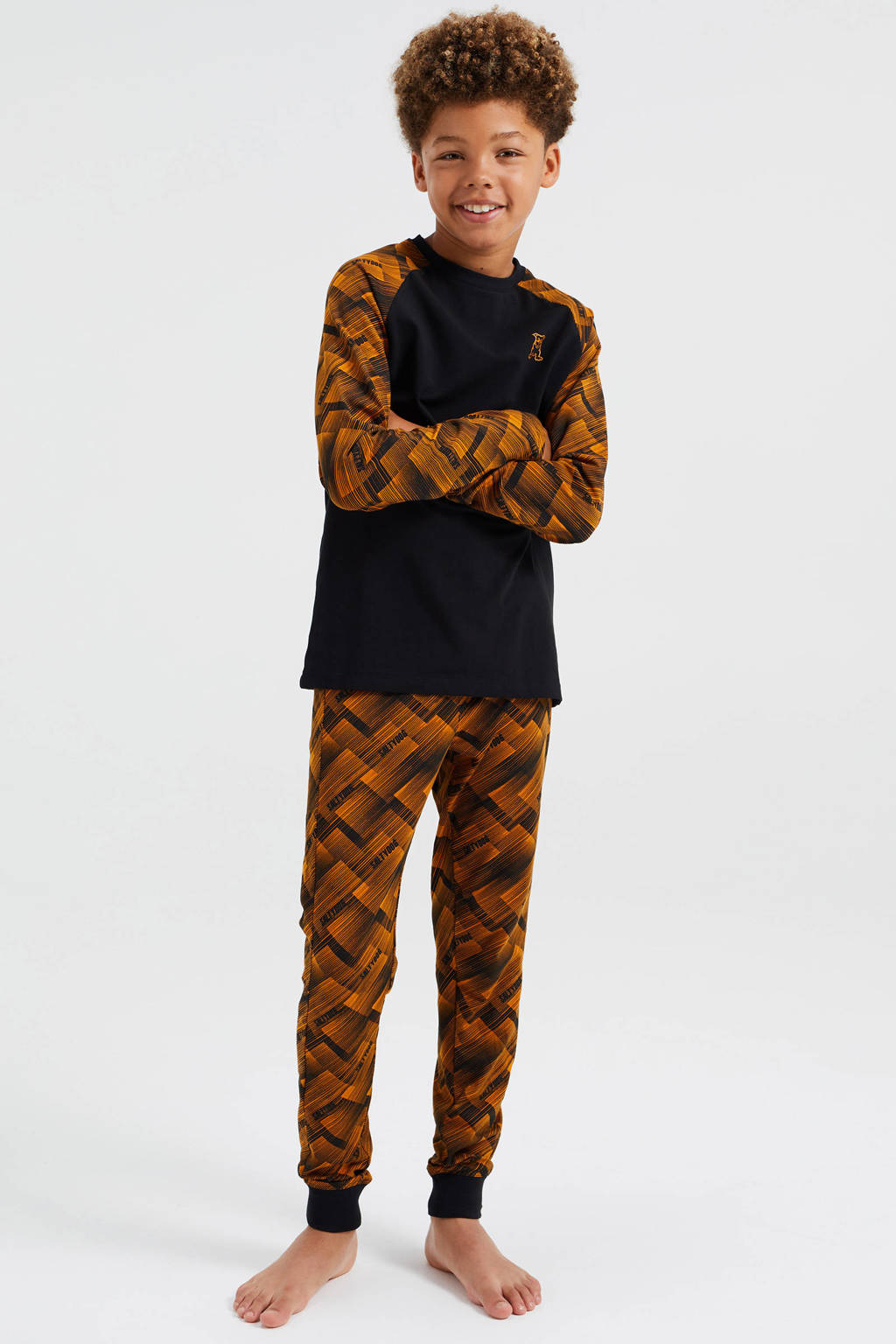 WE Fashion pyjama oranje/zwart wehkamp