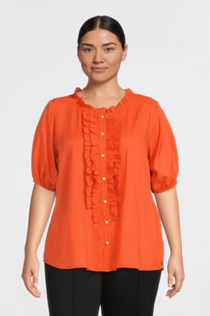 blouse HARLEE met ruches oranje
