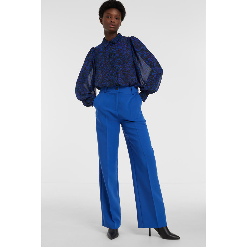 Modström high waist straight fit pantalon Gale pants blauw